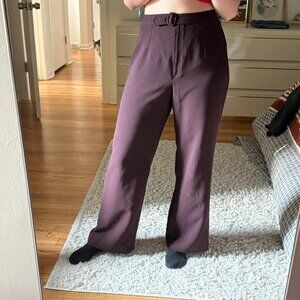 Vintage Brown Burgundy Belted Trouser Pants